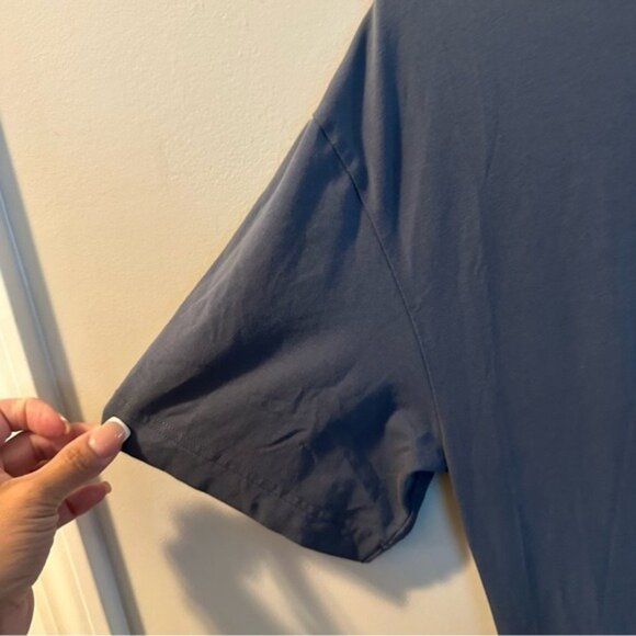 COS Slate Blue Asymmetric Hem T-Shirt Dress Cotton Blend Size Medium - Picture 9 of 16